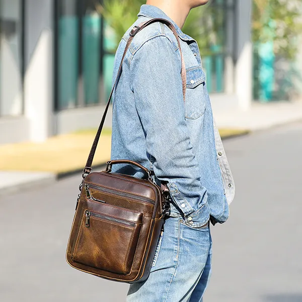 Genuine Leather Messenger Bag Mens, Wholesale Leather Shoulder & Sling Bags Custom OEM ODM - Image 3