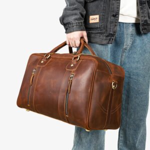 Crazy Horse Leather Duffle Bag Men Large Capacity Weekend Overnight Travel Bag Men Genuine Leather Travel Bag