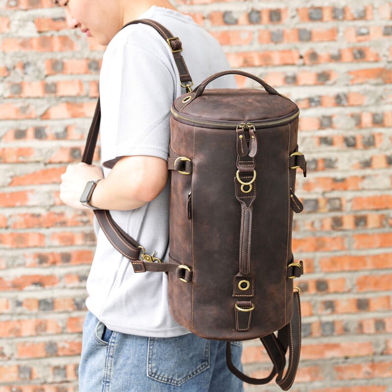 Vintage Men Leather Duffle Travel Shoulder Bag Large Capacity Men Leather Backpack Genuine Leather Travel Bag for Men - Image 3