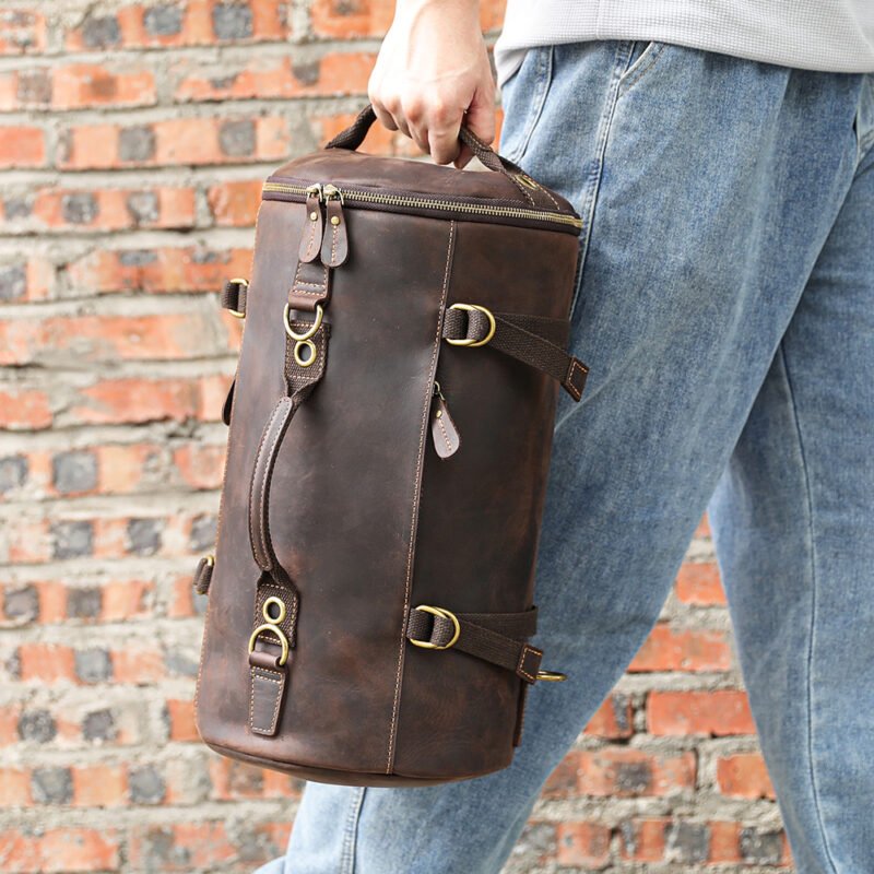 Vintage Men Leather Duffle Travel Shoulder Bag Large Capacity Men Leather Backpack Genuine Leather Travel Bag for Men - Image 2