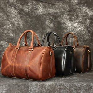 Full Grain Leather Travel Bag Weekender Overnight Storage Handbag Leather Duffel Bag Genuine Leather Travel Bag Men