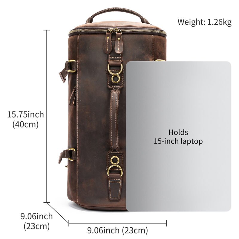 Vintage Men Leather Duffle Travel Shoulder Bag Large Capacity Men Leather Backpack Genuine Leather Travel Bag for Men - Image 5