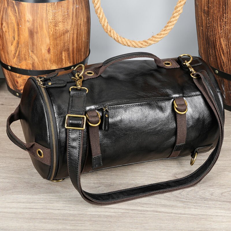 Vintage Men Leather Duffle Travel Shoulder Bag Large Capacity Men Leather Backpack Genuine Leather Travel Bag for Men - Image 8