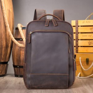 Crazy Horse Leather Travel Backpacks Handcrafted Top Grain Leather Backpack Vintage Laptop Valley Backpack