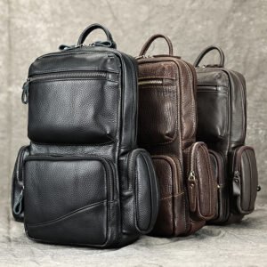 Large Multi-Pocket Leather Chest Bag