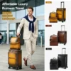 1 (1) Business man with brown leather luggage set, office casual style