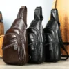 1 (1) Classic Genuine Leather Chest Bag Unisex for Daily Outdoor Use Wholesale