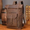 1 (10) Vintage Crazy Horse Men Genuine Leather Backpack Bulk Wholesale Custom Private Label