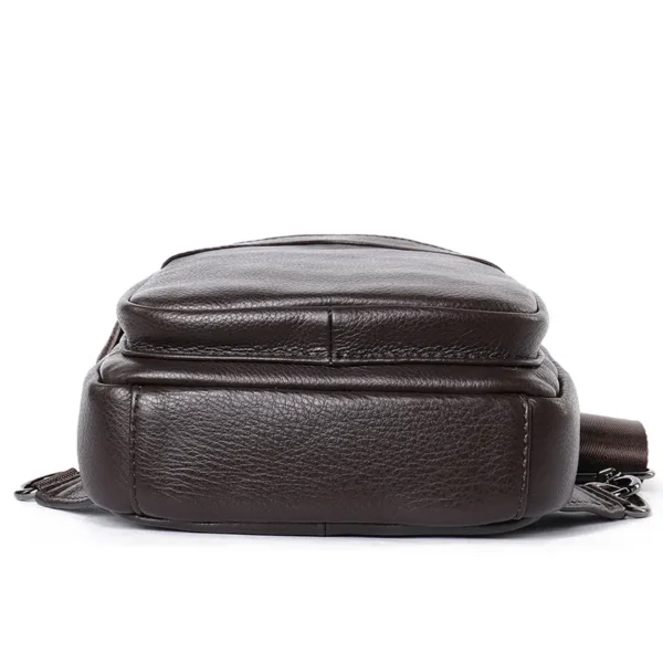 1 (10) Black leather pouch sling bag, studio shot