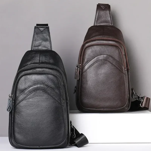 1 (12) Black leather sling bags, color comparison collage