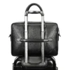 1 (13) Black leather briefcase with trolley sleeve, travel design