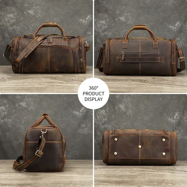 1 (15) Brown leather duffle bag multi-angle product collage