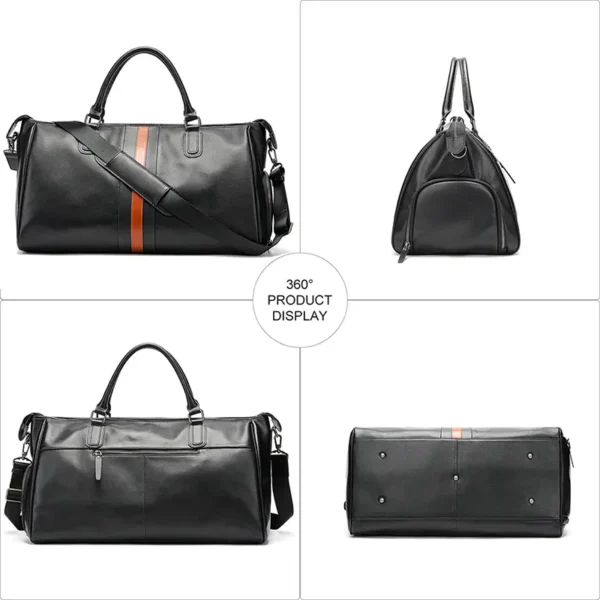 1 (19) Black leather duffle bag multi-angle product collage