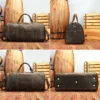 1 (3) Leather duffle bag collection display, different styles and colors