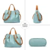 1 (3) Light blue leather bucket bag multi-angle collage, different views