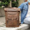 1 (5) Vintage Crazy Horse Men Genuine Leather Backpack Bulk Wholesale Custom Private Label