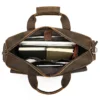 1 (5) Leather duffle bag with trolley sleeve, travel design