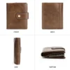 Brown leather wallet 4-angle collage - front, back, open views