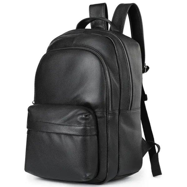 1 (8) Minimalist Solid Color Men Genuine Leather Backpack Bulk Wholesale OEM Custom