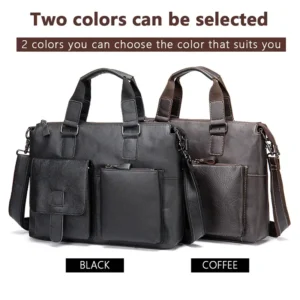 Black leather tote bag two-color collection display