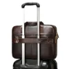 10 Brown leather briefcase with trolley sleeve, travel product shot