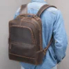 Embossed Texture Men Leather Backpack