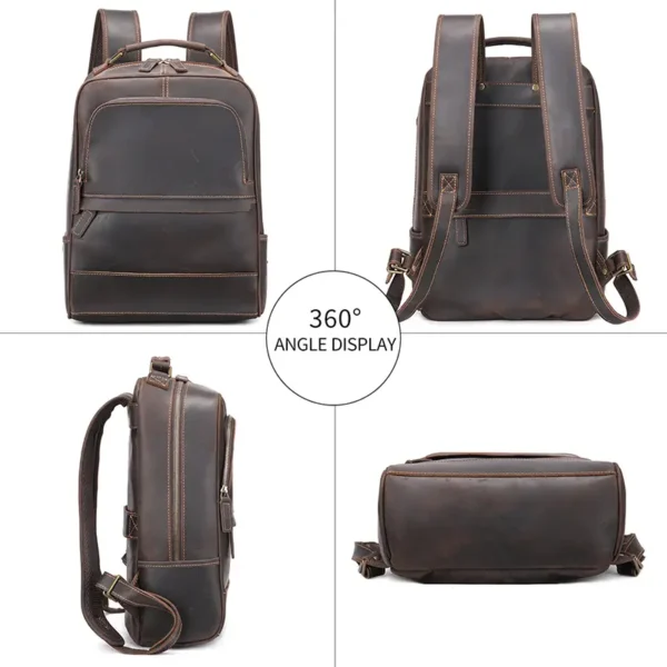 Embossed Texture Men Leather Backpack