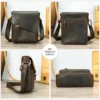 2 Leather crossbody bag multi-angle display, front/side/inner views