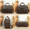 23 Brown leather briefcase collection display, different styles and colors