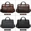 3 Brown and black leather briefcase color comparison collage