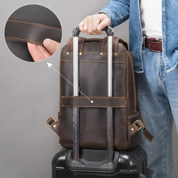 Embossed Texture Men Leather Backpack
