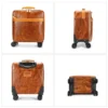 4 Black leather trolley luggage multi-angle product collage