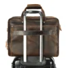 6 Brown leather briefcase with trolley sleeve, travel design