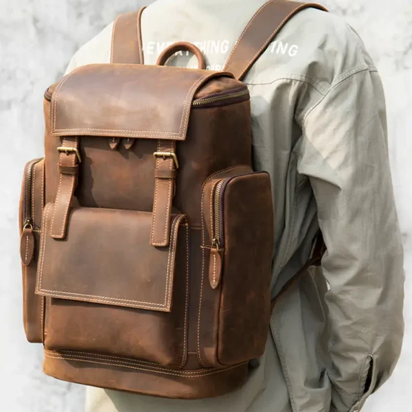 750x1000 Retro Full Grain Men Leather Backpack