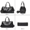 8 Black leather duffle bag multi-angle product collage