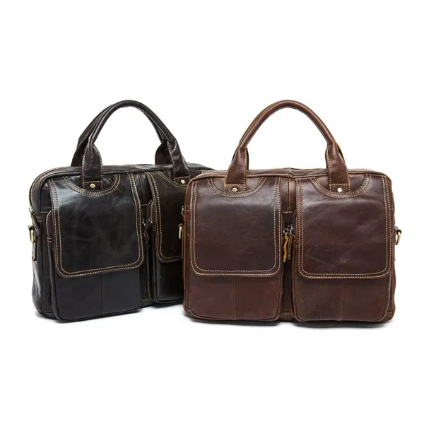 8002 (26) Black and brown leather briefcase multi-color display
