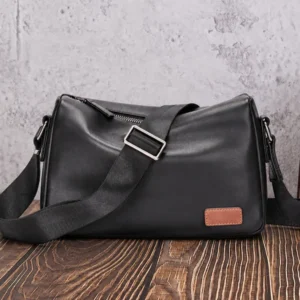 Wholesale Black Business Leather Shoulder Bag with Laptop Compartment Wholesale black business leather shoulder bag with laptop compartment OEM supplier