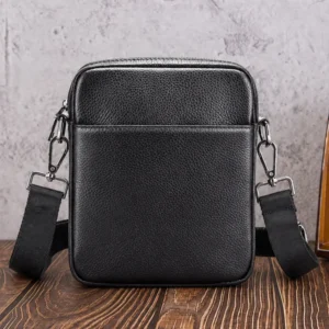 Wholesale Black Multi-Pocket Organizer Leather Shoulder Bag OEM Wholesale black multi-pocket organizer leather shoulder bag OEM supplier