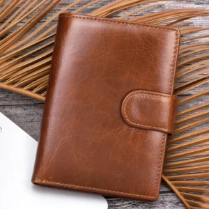 Wholesale brown leather magnetic money clip wallet for men