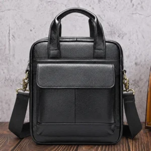 Wholesale men's black leather shoulder tote bag OEM ODM supplier