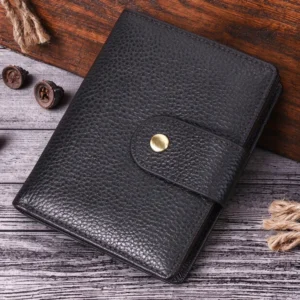 Wholesale minimalist black leather card holder for men