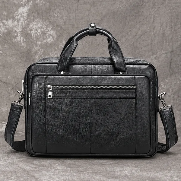 Wholesale portable black leather crossbody messenger briefcase OEM supplier