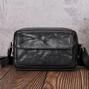 Wholesale Reinforced Black Wear-Resistant Leather Shoulder Bag OEM Wholesale reinforced black wear-resistant leather shoulder bag OEM supplier