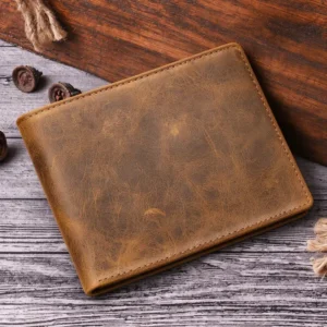 Wholesale brown leather AirTag wallet for men