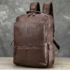 咖啡 (1) Streetwear Fashion Men Leather Backpack