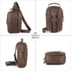 咖啡 (4) Brown leather sling bags, multi-angle display collage