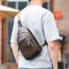 咖啡 (7) Classic Genuine Leather Chest Bag Unisex for Daily Outdoor Use Wholesale