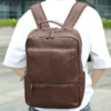 咖啡 (7) Streetwear Fashion Men Leather Backpack