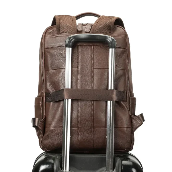 咖啡 (9) Streetwear Fashion Men Leather Backpack
