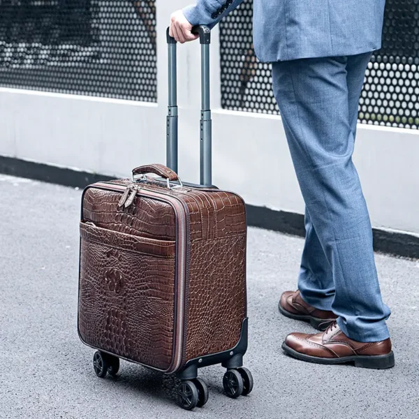 模特2 Minimalist Solid Color Genuine Leather Luggage